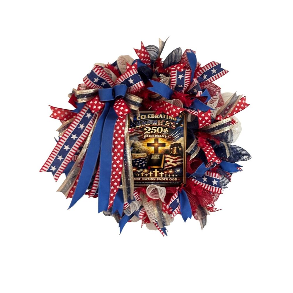 Celebrating 250th Birthday America, Patriotic Wreath, Americana